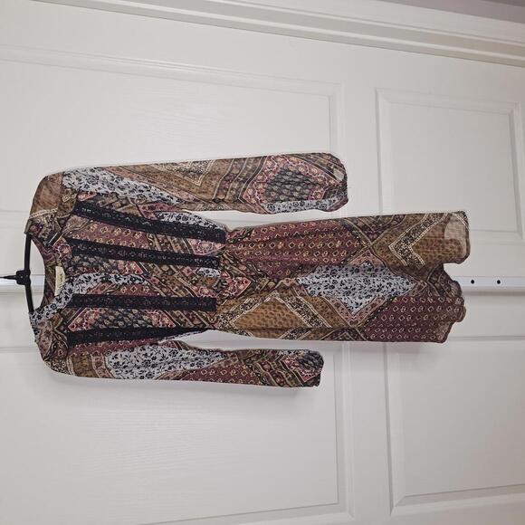 Davina Dresses & Skirts - Davina Women's Long Sleeve Patchwork Print Dress XS